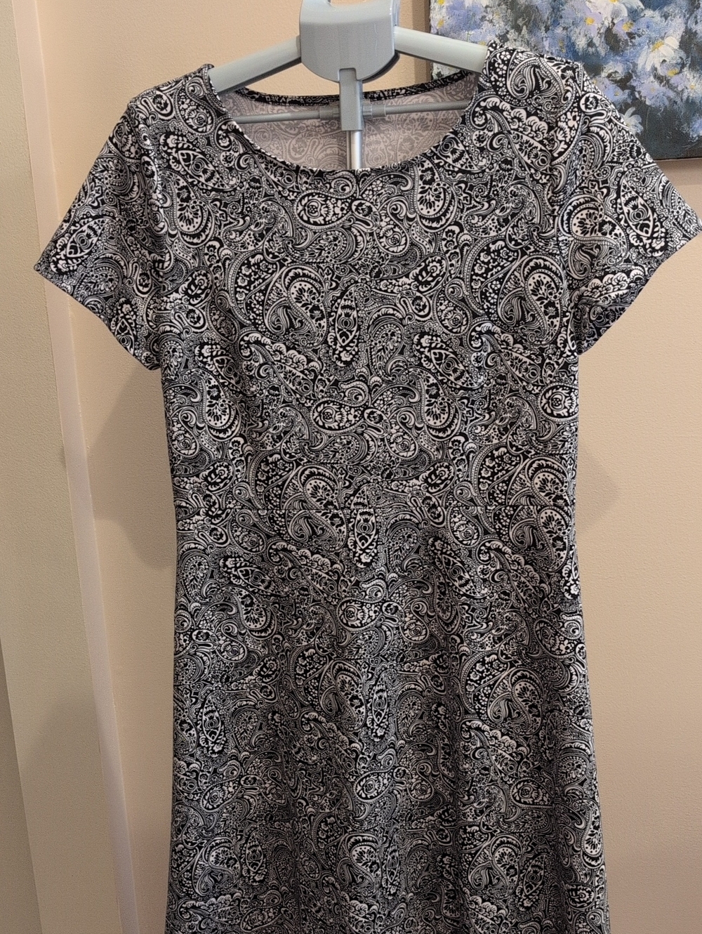 Talbots Black and White Paisley Dress